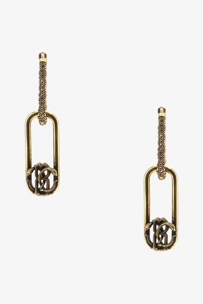 Roberto Cavalli Earrings With Monogram Rc In Gold