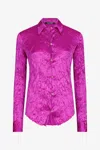Roberto Cavalli Einfarbige Strukturhemd In Fuchsia