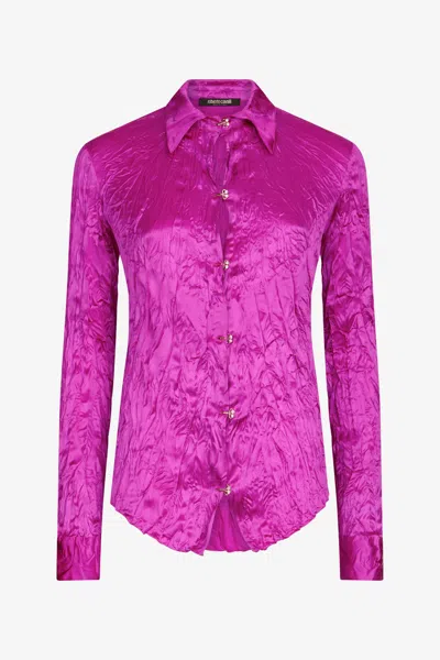 ROBERTO CAVALLI EINFARBIGE STRUKTURHEMD