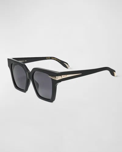 Roberto Cavalli Embellished Acetate Square Sunglasses In Black