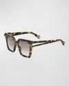 Roberto Cavalli Embellished Acetate Square Sunglasses In Shiny Vintage Havana