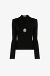 Roberto Cavalli Beaded V-neck Top In Black