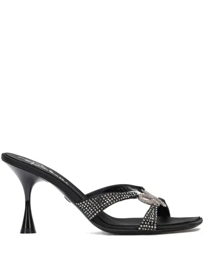 Roberto Cavalli Embellished Heeled Sandals In Black