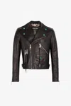 Roberto Cavalli Embellished Leather Biker Jacket In Black