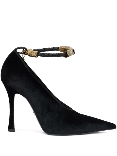 Roberto Cavalli Embellished Pointed-toe Pumps In Black