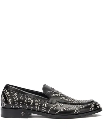 Roberto Cavalli Embellished Slip-on Loafers In Black