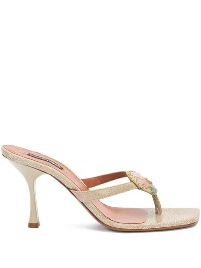 Roberto Cavalli Embellished Strappy Sandals In Neutral