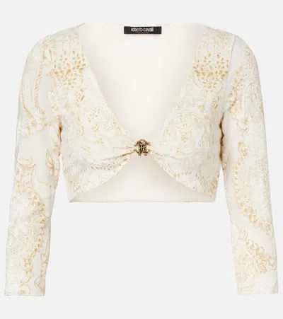Roberto Cavalli Embellished Top In White