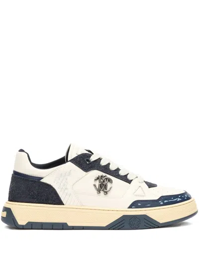 Roberto Cavalli Embossed-detail Low-top Sneakers In White