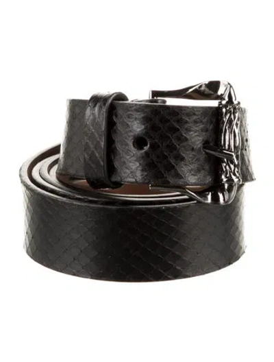 Pre-owned Roberto Cavalli Embossed Leather Belt In Black