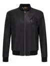 Roberto Cavalli Embossed Leather Jacket In Black