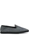 Roberto Cavalli Embossed-logo Loafers In Gray