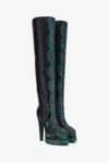 Roberto Cavalli Embossed Python Knee-high Boots In Black