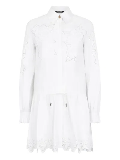 ROBERTO CAVALLI EMBROIDERED-DETAIL SHIRT DRESS