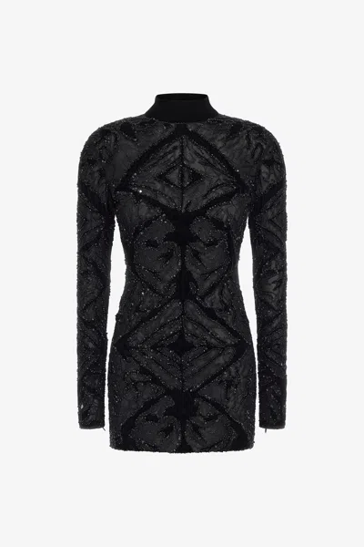 Roberto Cavalli Embroidered Dress In Black