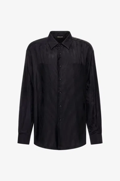 Roberto Cavalli Embroidered Logo Shirt In Black
