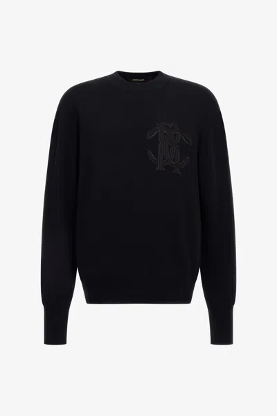 Roberto Cavalli Embroidered Logo Sweater In Black