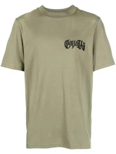 Roberto Cavalli Embroidered Logo T-shirt In Grün