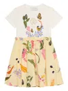 Roberto Cavalli Embroidered-logo Tropical-print Dress In Brown
