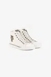 Roberto Cavalli Embroidered-motif High-top Sneakers In Ivory