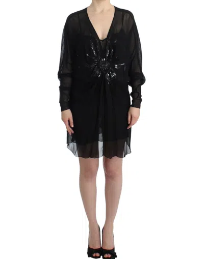 Roberto Cavalli Embroidered Silk Tunic In Black