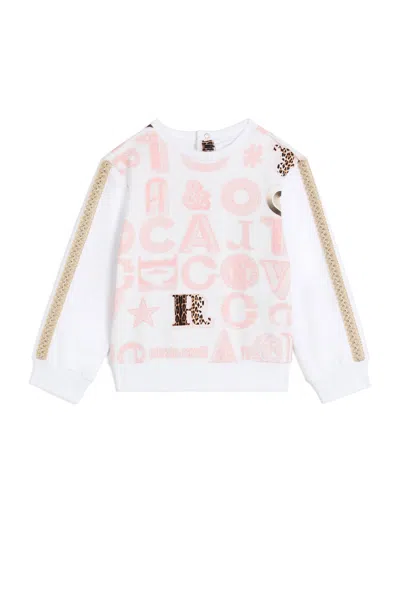 Roberto Cavalli Embroidered-sleeve Detail Sweatshirt In Pink