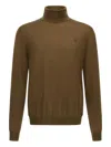 Roberto Cavalli Embroidered Turtleneck Sweater In Brown