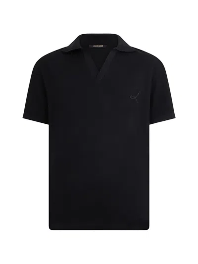 Roberto Cavalli Embroidered-logo Short-sleeve Polo Shirt In Black