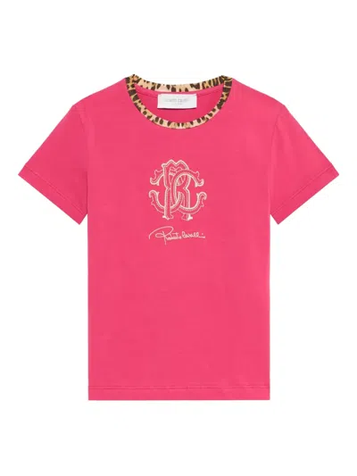 Roberto Cavalli Kids' Embroidery-logo T-shirt In Pink