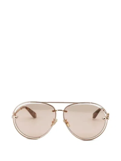 Roberto Cavalli Engraved-detail Pilot-frame Sunglasses In Metallic