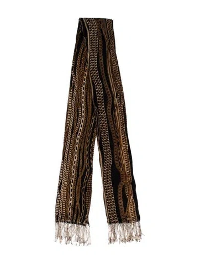Pre-owned Roberto Cavalli Escorial Wool Printed Scarf In Multi