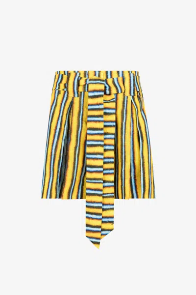 ROBERTO CAVALLI LEINEN-SHORTS MIT BAIDERA-PRINT