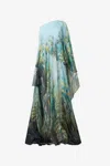 Roberto Cavalli Extra-long Silk Dress With Nature Print In Multi