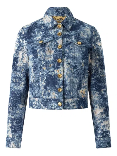 Roberto Cavalli Faded Denim Jacket In Blue