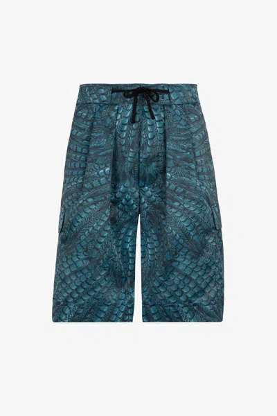 Roberto Cavalli Falcon Print Swim Shorts In Blue