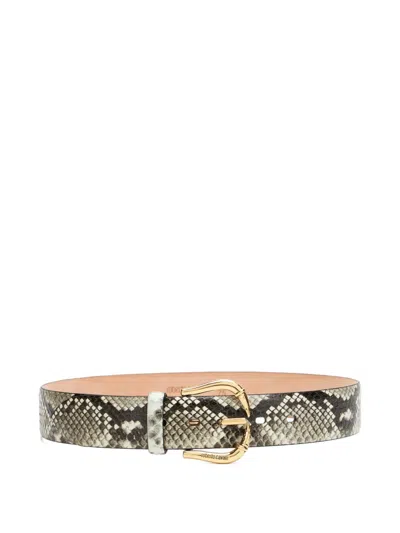 ROBERTO CAVALLI FANG BUCKLE SNAKESKIN BELT
