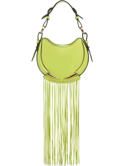 Roberto Cavalli Fang Fringe Shoulder Bag In Green