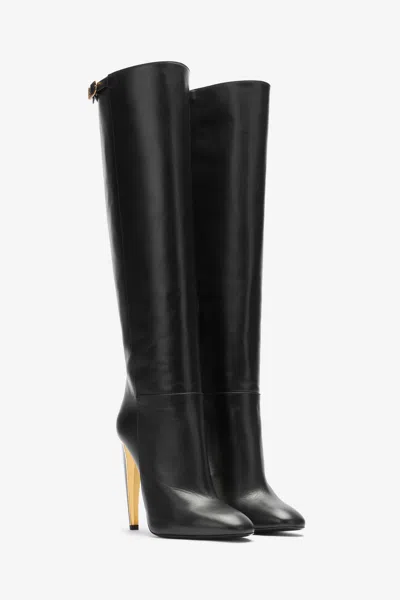 Roberto Cavalli Fang Heel Boots In Black