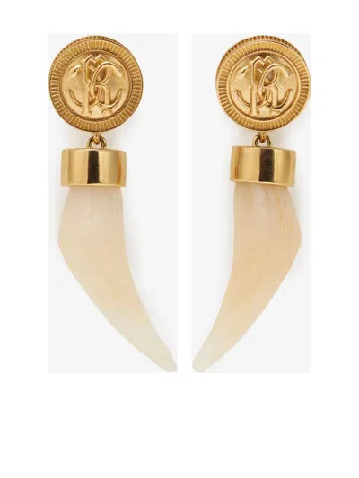 ROBERTO CAVALLI FANG-PENDANT EARRINGS