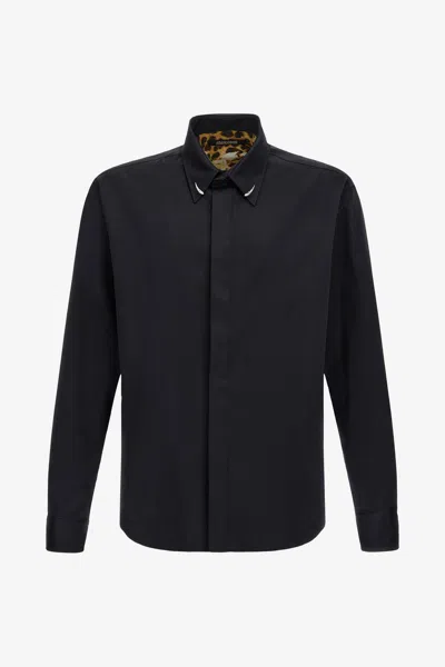 ROBERTO CAVALLI SCHWARZES HEMD MIT FANG-DETAILS