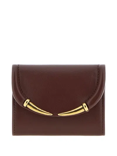 Roberto Cavalli Fang-embellished Wallet In Brown