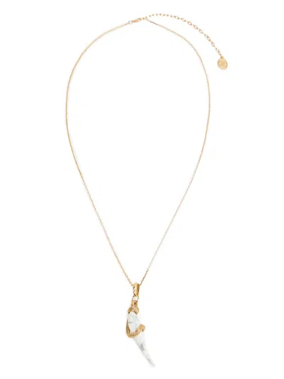 Roberto Cavalli Fang-pendant Necklace In Gold
