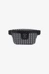 Roberto Cavalli Fanny Pack With Monogram Mirror Snake In Black/grey