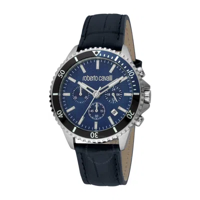 Roberto Cavalli Fashion Watch Chronograph Quartz Blue Dial Men's Watch Rc5g049l0025 In Black / Blue