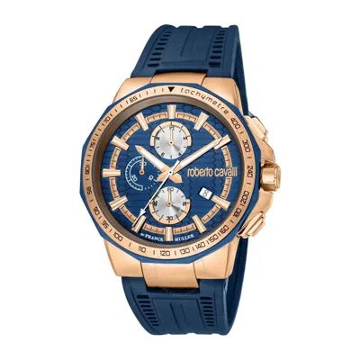 Roberto Cavalli Fashion Watch Chronograph Quartz Blue Dial Men's Watch Rv1g200p0031 In Blue / Gold Tone / Rose / Rose Gold Tone