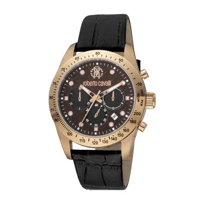 Roberto Cavalli Fashion Watch Chronograph Quartz Brown Dial Men's Watch Rc5g046l0025 In Black / Brown / Gold Tone / Rose / Rose Gold Tone