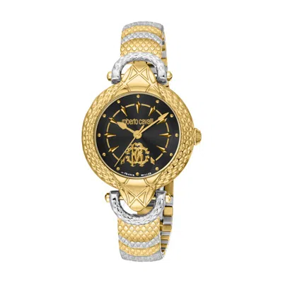 Roberto Cavalli Fashion Watch Quartz Black Dial Ladies Watch Rv1l165m0091 In Two Tone  / Black / Gold Tone / Yellow
