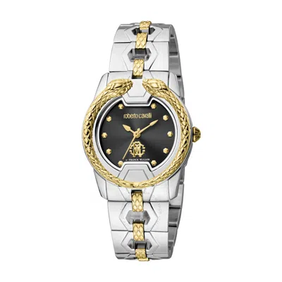 Roberto Cavalli Fashion Watch Quartz Black Dial Ladies Watch Rv1l168m0061 In Two Tone  / Black / Gold Tone / Yellow