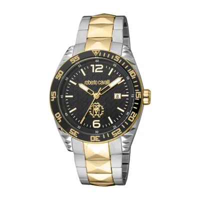 Roberto Cavalli Fashion Watch Quartz Black Dial Men's Watch Rc5g018m0095 In Two Tone  / Black / Gold Tone / Yellow