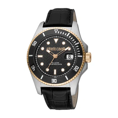 Roberto Cavalli Fashion Watch Quartz Black Dial Men's Watch Rc5g042l0035 In Black / Gold Tone / Rose / Rose Gold Tone